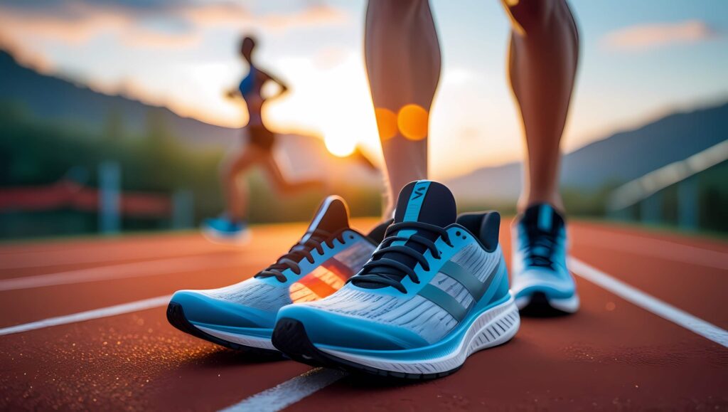 Hoka Clifton running shoes for cushioning.