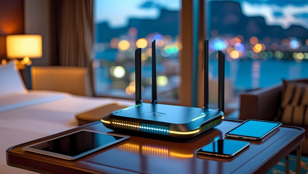 A travel router is a portable device.